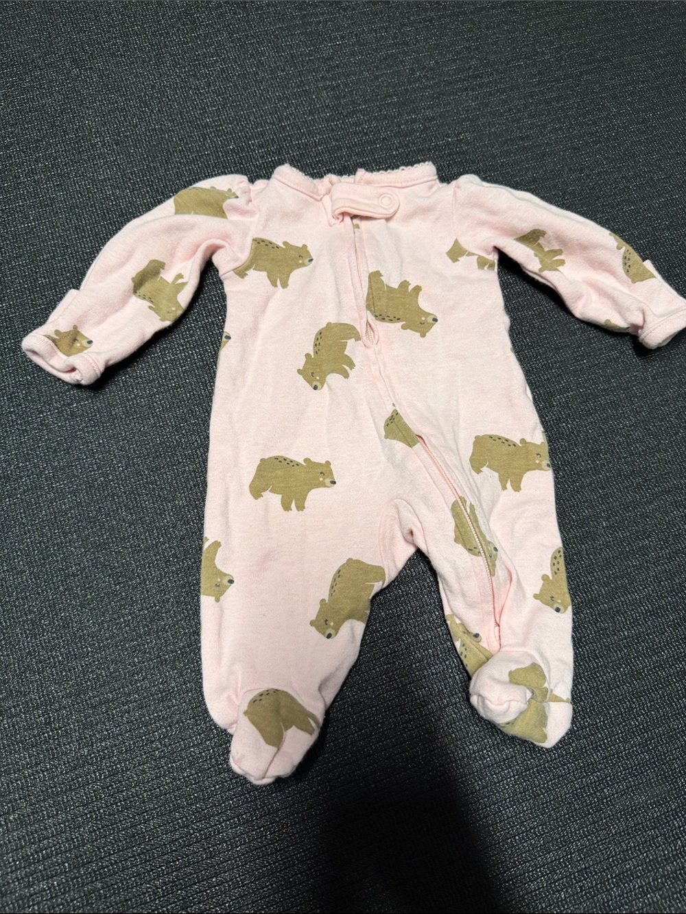 Carter's Pink Bear-Print Footed One-Piece